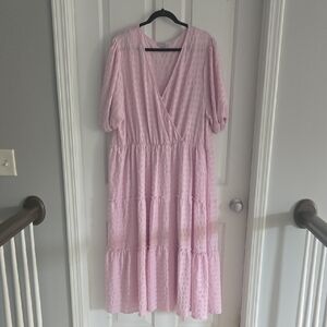 Ophelia Rose Pink Textured Midi Dress, 3x